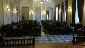 Platea del Ricercatori all'interno della Aula Magna, durante i lavori del pomeriggio